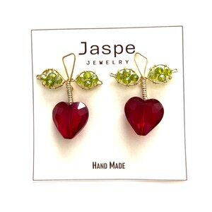 Cherry Heart Earrings- MED